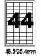 Этикетки на листе А4 формата 44 stikers 48,5*25,4 mm 
